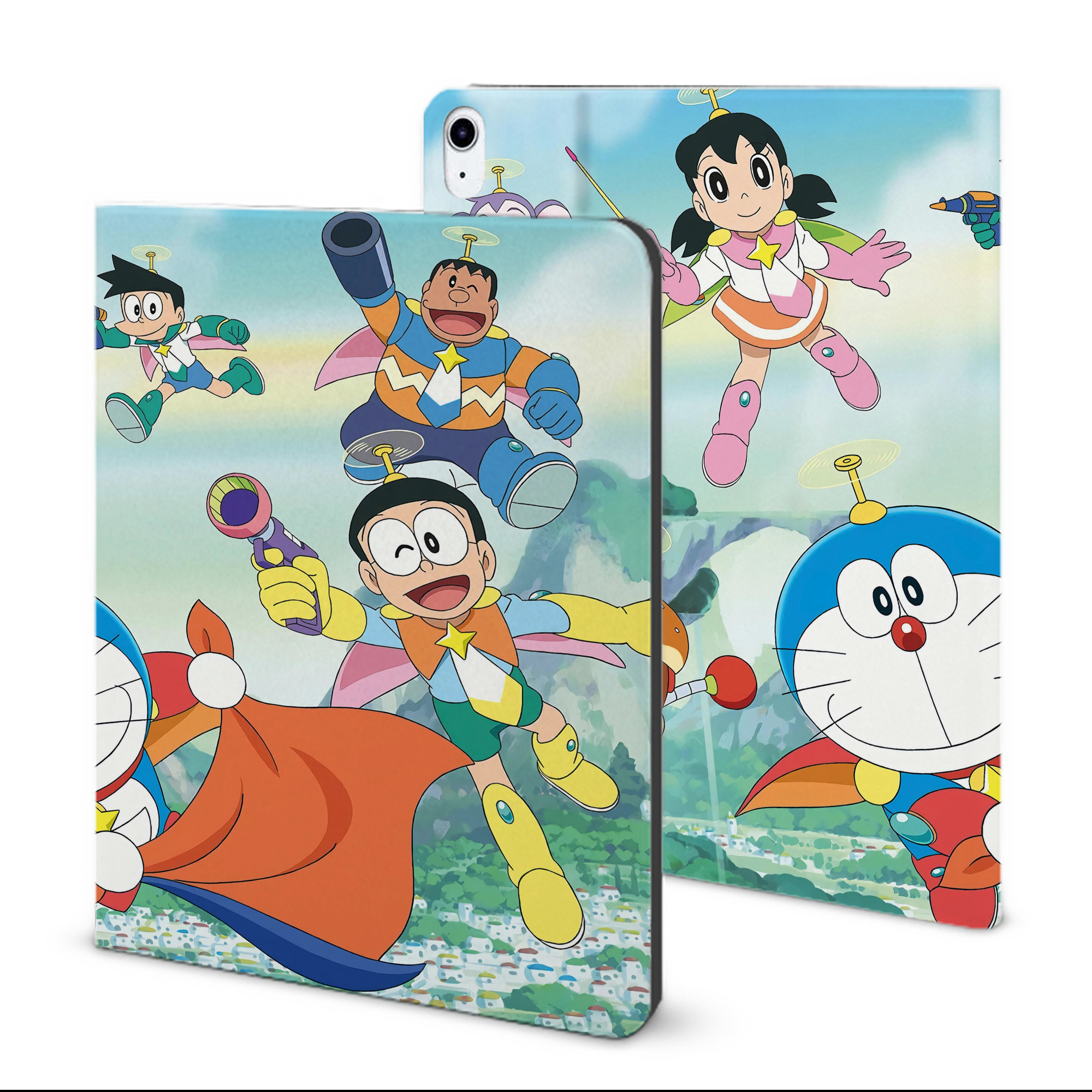（画像用） ドラえもん Doraemon IPad ケース ブック型 PUレザー TPU 耐衝撃 軽量 薄型 ペン収納なし 全面保護 IPad 各モデル対応